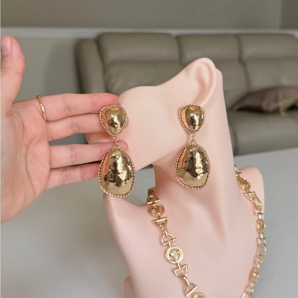 Gold Drop Statement Earrings - Women Jewelry